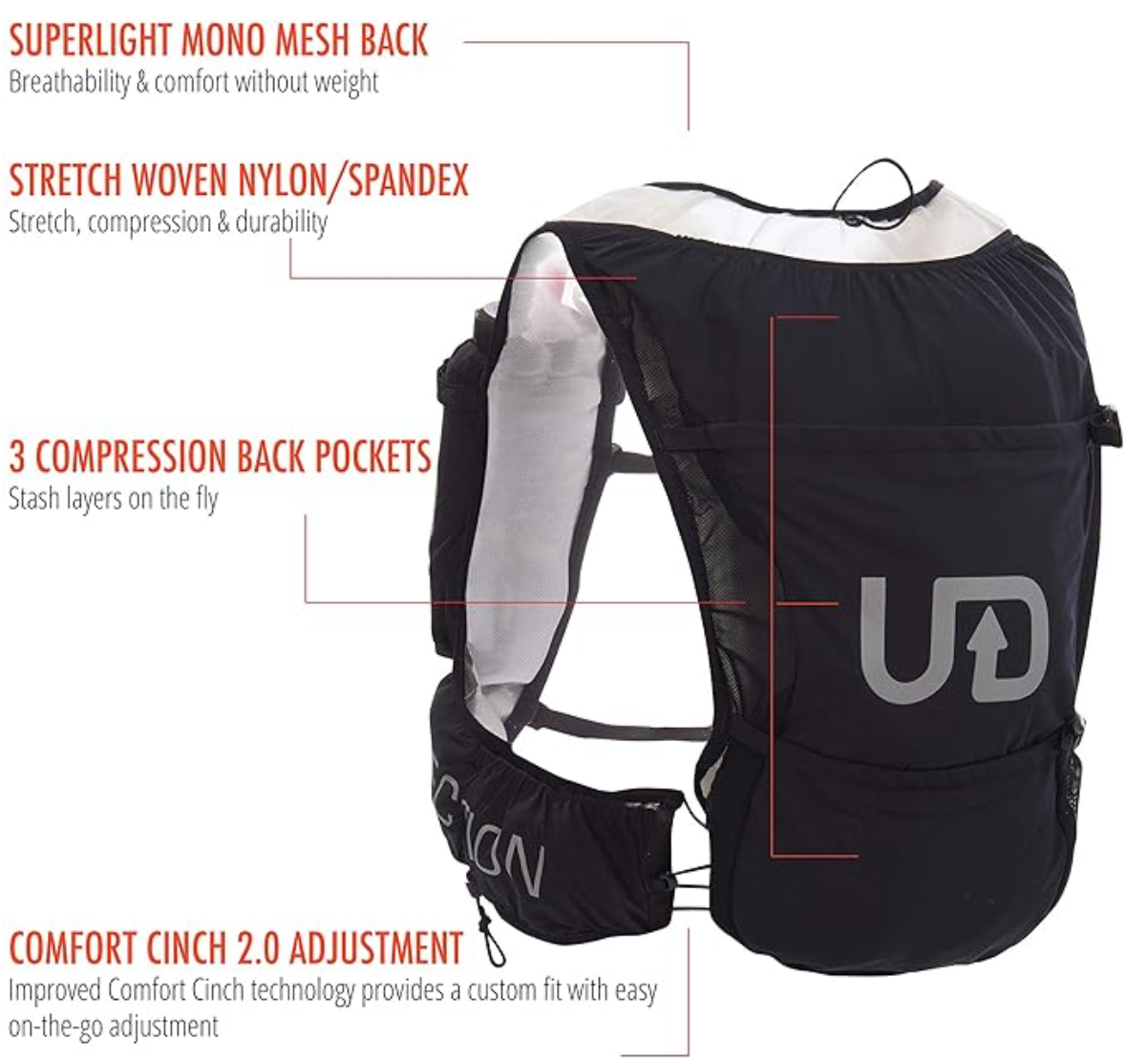 Ultimate Direction Womens Halo Running Vest Vest Black, Size Large