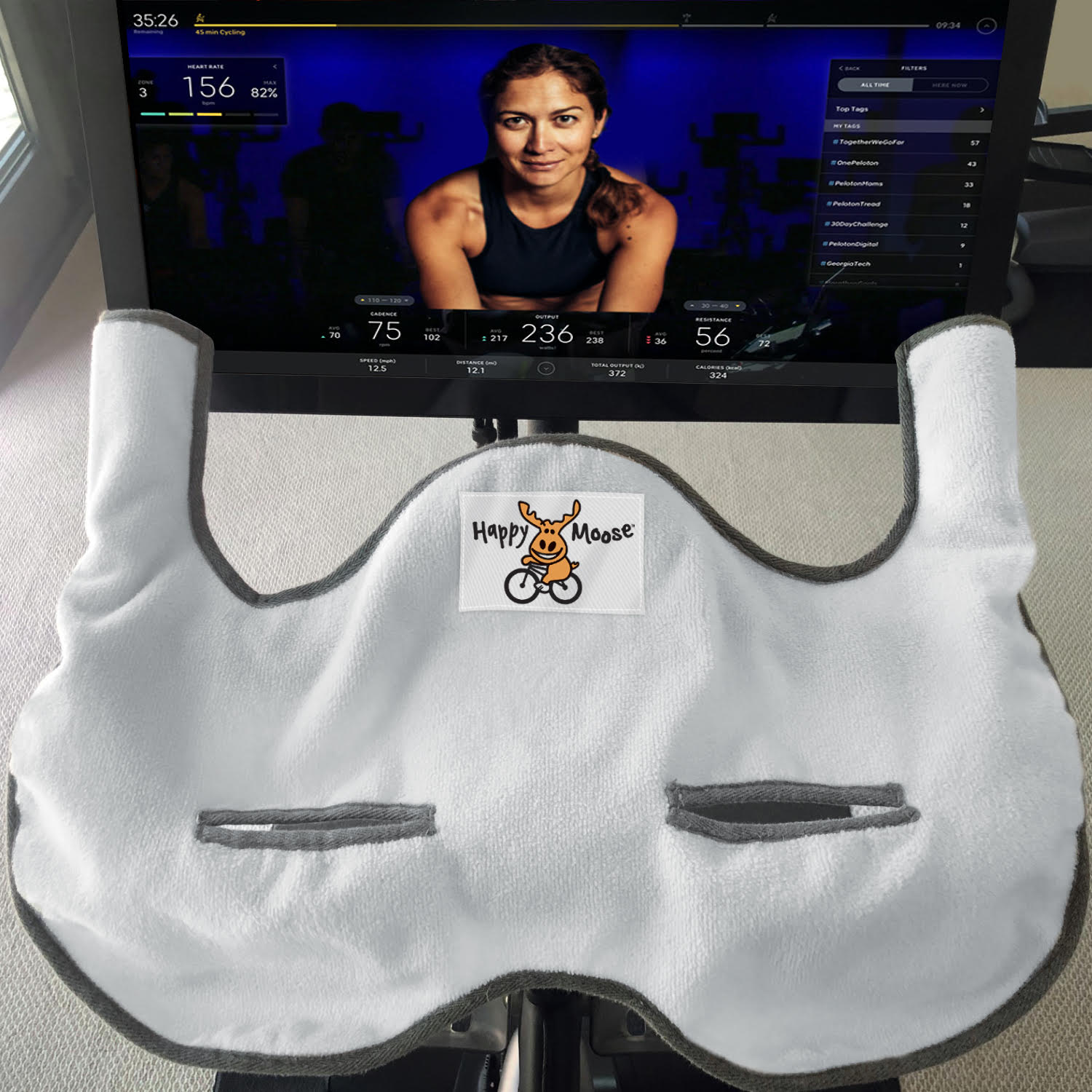 Happy Moose Handlebar Towel for Peloton® Bike, Gray Trim