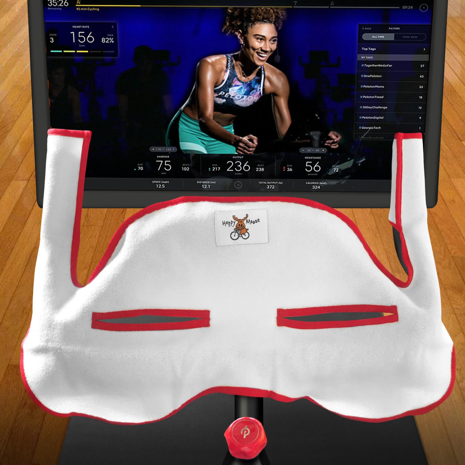 Peloton® Bike+ Handlebar Towel by Happy Moose, Red Trim