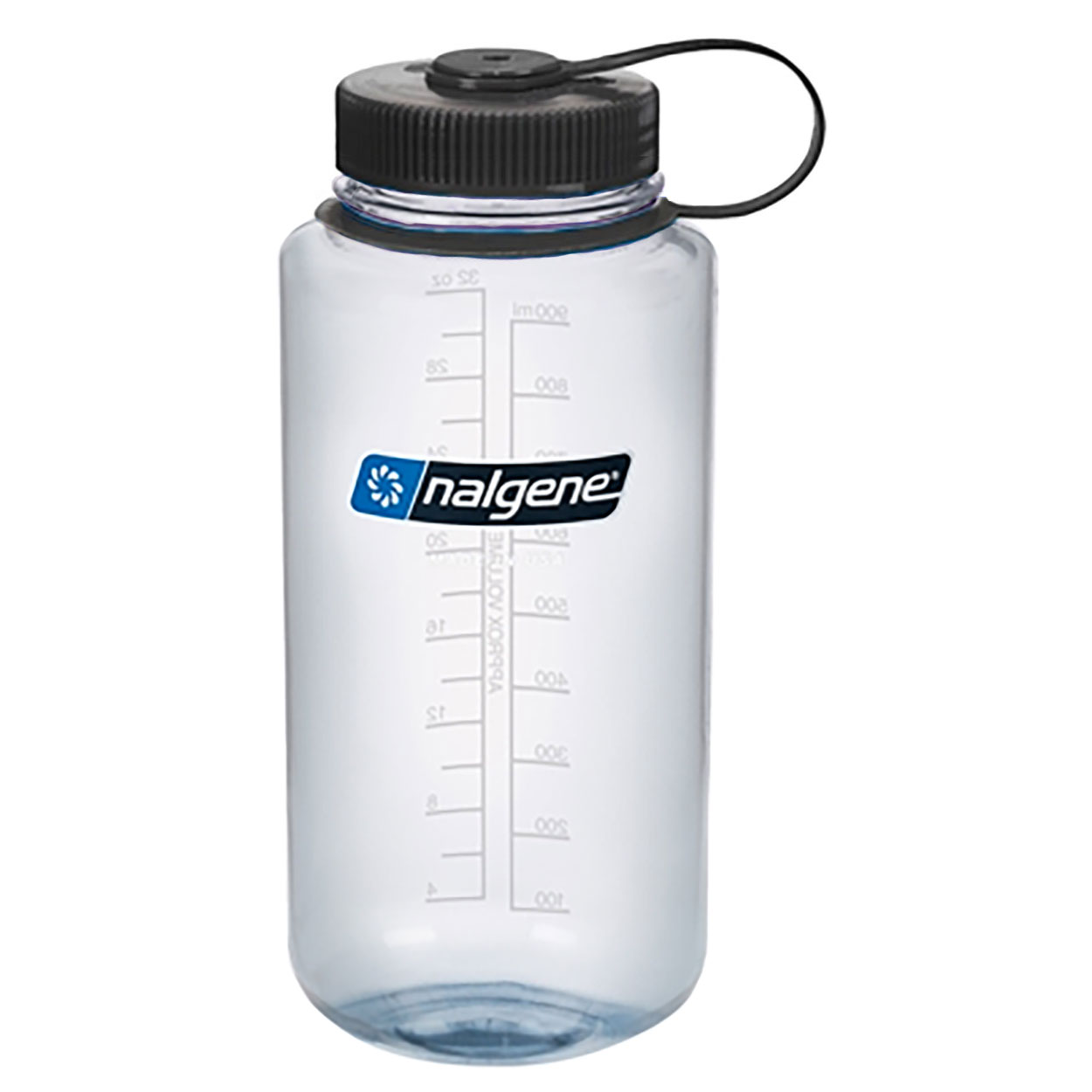 Nalgene Tritan Wide Mouth BPA-Free Water Bottle, Clear w/ Green Cap,  32-Ounces
