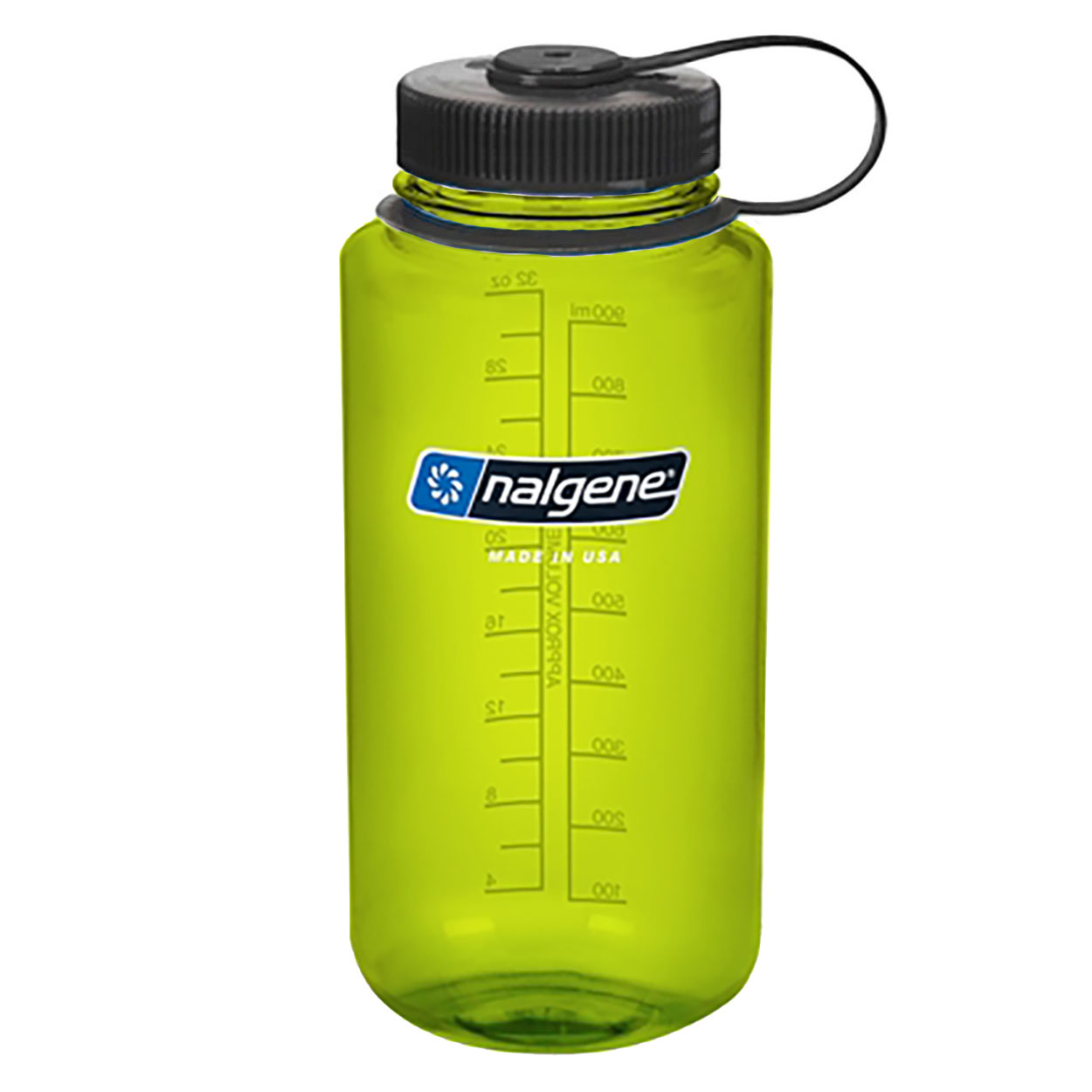 Nalgene Wide Mouth Water Bottle, 32 oz Green w/ Black Cap